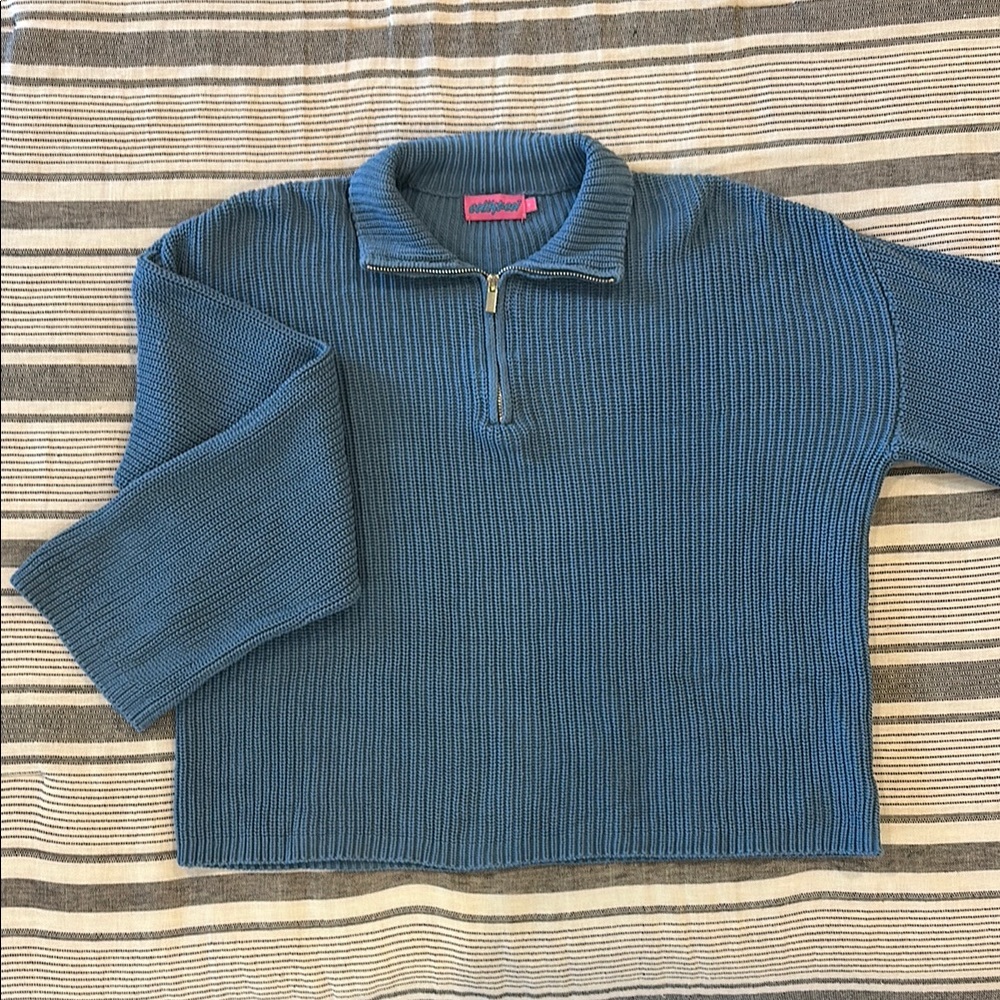 Blue Quarter-Zip Sweater